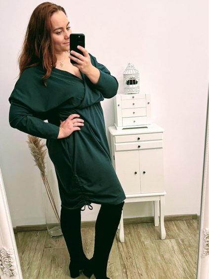 Šaty dlouhý rukáv dámské nadrozměr (XL/2XL/3XL/4XL ONE SIZE) ITALSKÁ MÓDA IMWQ22SARA-2/DR