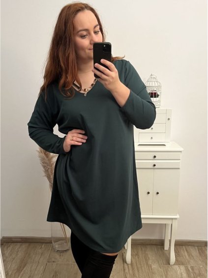 Šaty dlouhý rukáv dámské nadrozměr (2XL/3XL/4XL ONE SIZE) ITALSKÁ MÓDA IMWQ22ANNA-2/DR