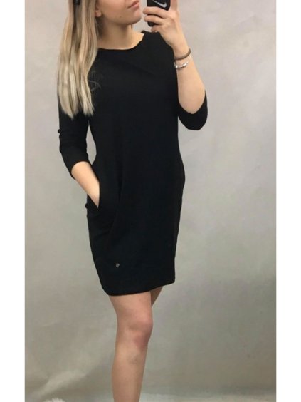 Šaty klasik 3/4 rukáv dámské (uni S/L) ITALSKá MóDA IM520047 (Velikost S-L, Barva modrá petrolejová)