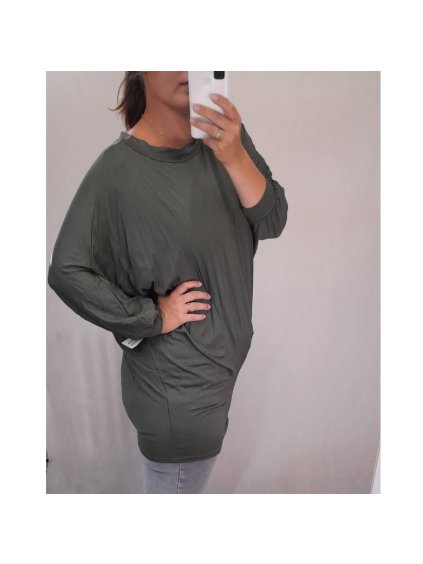 Tričko tunika dlouhý rukáv dámská nadrozměr (XL/2XL ONE SIZE) ITALSKá MóDA IM721312/DR