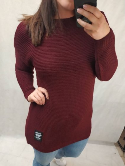Svetr pletený prodloužený dlouhý rukáv dámské nadrozměr (2XL/3XL ONE SIZE) ITALSKÁ MÓDA IM4212261 (Velikost XL/2XL, Barva Černá)