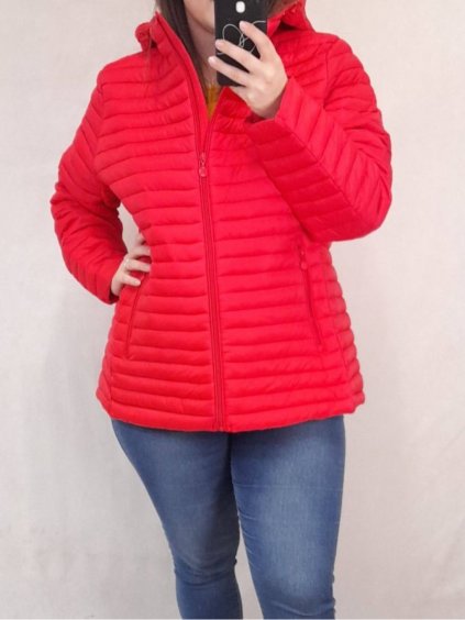Bunda jarní slabá dámská nadrozměr (3XL-7XL) LIBLAN HKW22LD-7218 (Velikost 3XL, Barva červená)