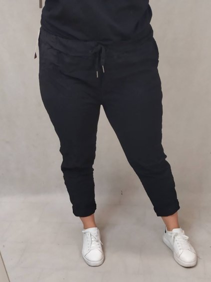 Kalhoty strečové dámské nadrozměr (2XL/3XL/4XL ONE SIZE) ITALSKÁ MODA IM422495LH/DR (Velikost 3XL/4XL, Barva Černá)