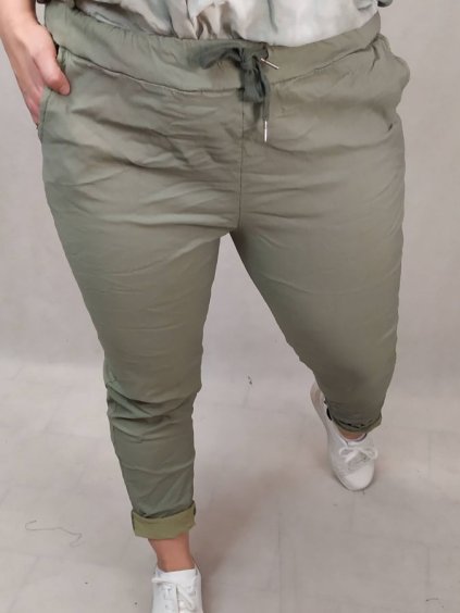 Kalhoty strečové dámské nadrozměr (2XL/3XL/4XL ONE SIZE) ITALSKÁ MODA IM422495LH/DR