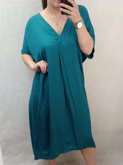 Šaty dlouhé maxi oversize krátký rukáv dámské viskoza nadrozměr (3XL/4XL/5XL ONE SIZE) ITALSKÁ MÓDA IMC22380/DR (Velikost 3XL/4XL, Barva Černá)