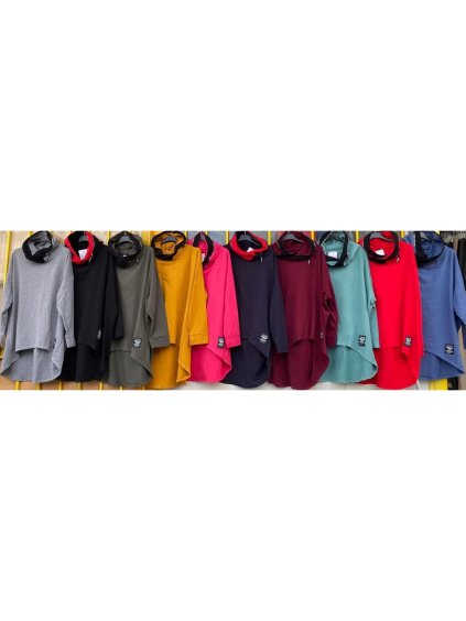 Mikina dlouhý rukáv dámská nadrozměr (5XL/6XL ONE SIZE) ITALSKÁ MÓDA IMD211142