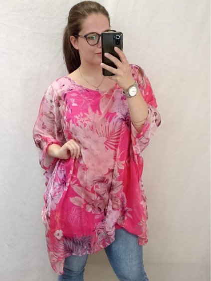 Tunika krátký rukáv dámská nadrozměr (XL/2XL/3XL ONE SIZE) ITALSKÁ MÓDA IM422397/DR (Velikost 2XL/3XL, Barva hnědá)