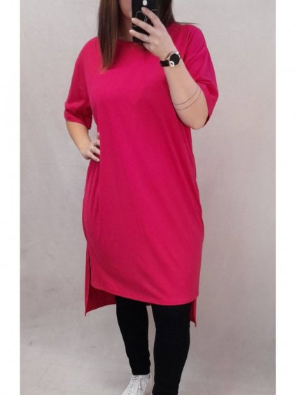 Šaty bavlněné volnočasové krátký rukáv dámské nadrozměr (XL/2XL ONE SIZE) ITALSKÁ MODA IM422103