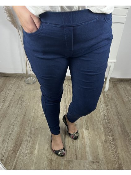Kalhoty džegíny elastické dámské nadrozměrné (L/XL-4XL/5XL) SAL SMILING SAL22AM3001/DR (Velikost S/M/L, Barva Černá)