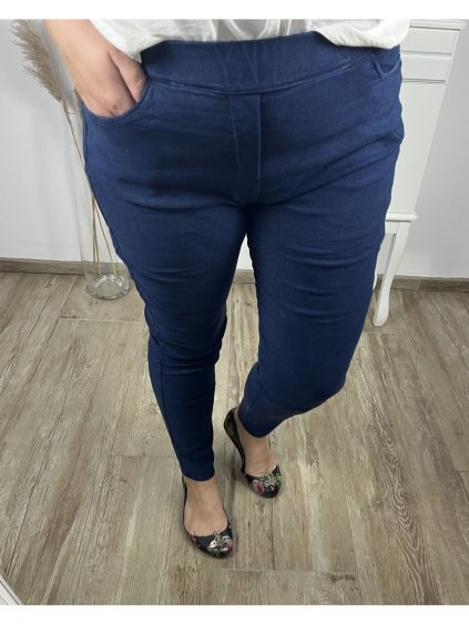 Kalhoty džegíny elastické dámské nadrozměrné (L/XL-4XL/5XL) SAL SMILING SAL22AM3001/DR (Velikost S/M/L, Barva Černá)