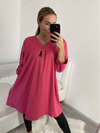 Šaty sametové se zipem dlouhý rukáv dámské nadrozměr (XL/2XL/3XL ONE SIZE) ITALSKá MóDA IM4221270/DR