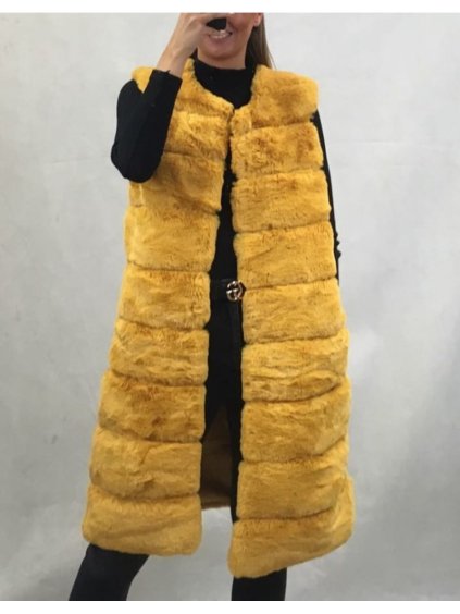 Vesta kožíšek dlouhá dámská (uni s-l) ITALSKÁ MODA IM119766 (Velikost M/L, Barva Černá)