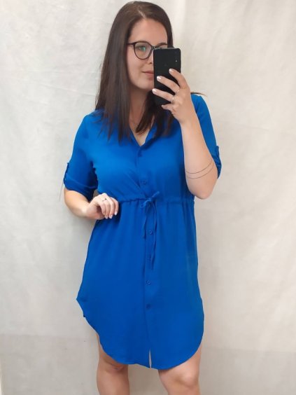 Šaty košilové oversize krátký rukáv dámské (M/L//XL ONE SIZE) ITALSKÁ MÓDA IM422525/DR (Velikost M/L, Barva Černá)