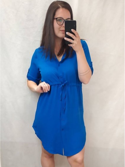 Šaty košilové oversize krátký rukáv dámské (M/L//XL ONE SIZE) ITALSKÁ MÓDA IM422525/DR (Velikost M/L, Barva Černá)