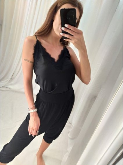 Kalhoty harémky aladinky 3/4 krátké dámské (M/L/XL one size) ITALSKÁ MÓDA IMD22460/DR (Velikost M/L, Barva Černá)