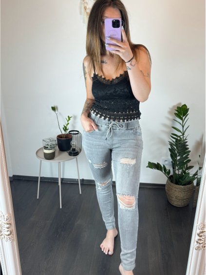 Rifle jeans dlouhé dámské (XS-XL) RE-DRESS MA6212517-H2/DR (Velikost XS, Barva šedá)