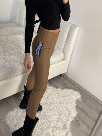 Legíny koženkové zateplené dlouhé dámské (S/M, M/L, XL/2XL) TURECKÁ MODA TM9222048B/DR (Velikost S/M/L, Barva hnědá)
