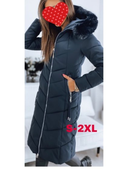 Bunda/kabát s kapucí dlouhý rukáv dámský (S-2XL) PMWB223904/DU (Velikost S, Barva tmavě modrá)