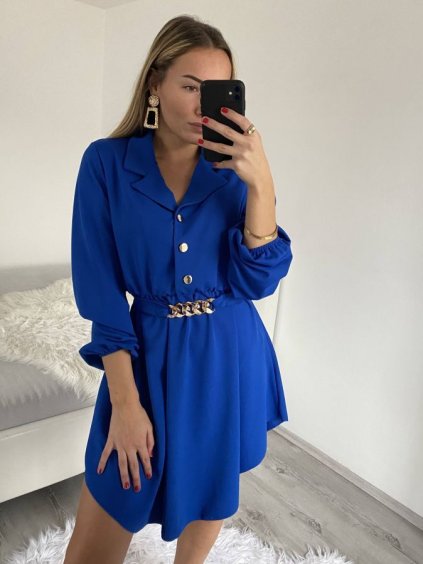 Šaty košilové dlouhý rukáv dámské (S/M ONE SIZE) ITALSKÁ MÓDA IMWGS223922/DR (Velikost S/M/L, Barva Černá)