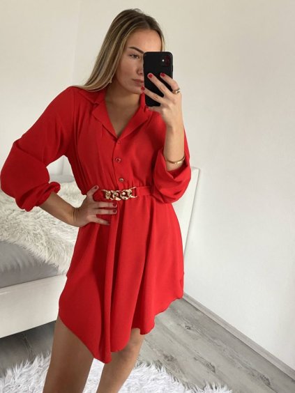 Šaty košilové dlouhý rukáv dámské (S/M ONE SIZE) ITALSKÁ MÓDA IMWGS223922/DR