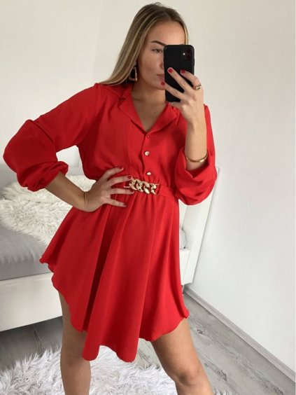Šaty košilové dlouhý rukáv dámské (S/M ONE SIZE) ITALSKÁ MÓDA IMWGS223922/DR (Velikost S/M/L, Barva Černá)