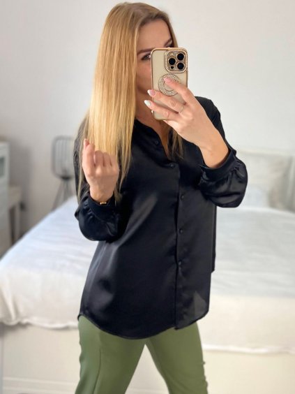 Košile saténová dlouhý rukáv dámské (S/M/L ONE SIZE) ITALSKá MóDA IM322560/DR