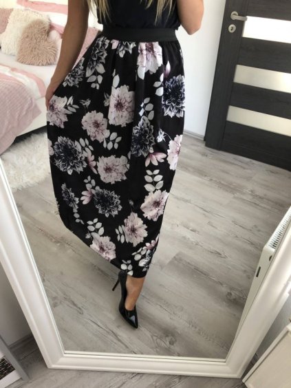 Sukně dlouhá obrázková dámská (S/M ONE SIZE) ITALSKÁ MÓDA IMM22257/DR (Velikost S/M/L, Barva Černá)