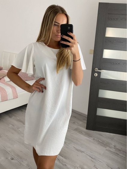Šaty letní krátký rukáv dámské (S/L ONE SIZE) ITALSKÁ MÓDA IMWOP22OP028/DR (Velikost M/L, Barva béžová)