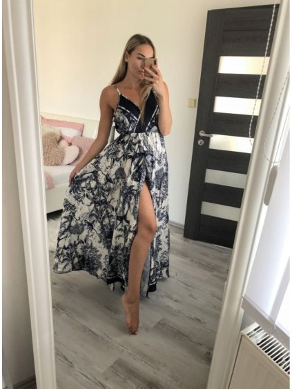 Šaty letní dlouhé saténové bez rukávů dámské (S/M ONE SIZE) ITALSKÁ MÓDA IMM228398-R12 (Velikost S/M/L, Barva Černá)