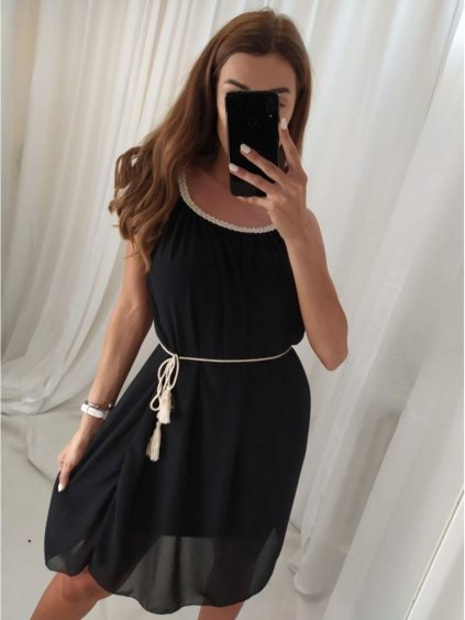 Šaty letní šifonové na ramínka dámské (S/M ONE SIZE) ITALSKÁ MÓDA IMPSH229170/DR (Velikost S/M/L, Barva tmavě béžová)