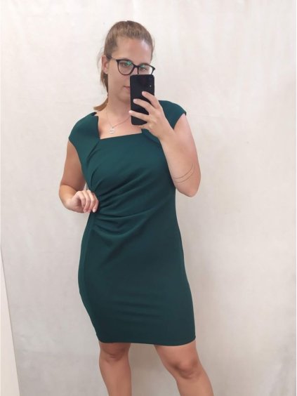 Šaty elegantní společenské dámské (XL-4XL) ITALSKá MóDA IM922DRESSGREEN/DR (Velikost XL, Barva zelená)