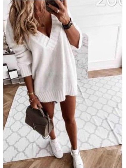 Svetr pletený teplý dlouhý rukáv dámský (UNI S/M) ITALSKÁ MÓDA IMM201085/DR (Velikost S/M/L, Barva Černá)