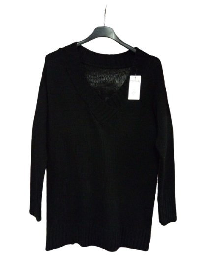 Svetr pletený teplý dlouhý rukáv dámský (UNI S/M) ITALSKÁ MÓDA IMM201085/DR (Velikost S/M/L, Barva Černá)