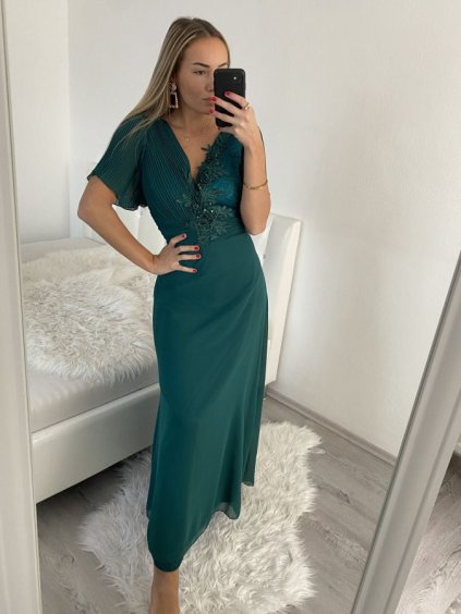 Šaty dlouhé plesové společenské krátký rukáv dámské (S/M/L ONE SIZE) ITALSKÁ MÓDA IMH2280330/DR (Velikost M/L, Barva Černá)