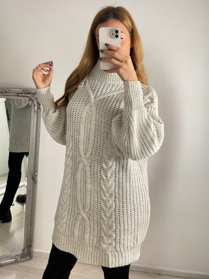 Svetr oversize prodloužený s rolákem dlouhý rukáv dámský (S/M/L ONE SIZE) ITALSKÁ MÓDA IMWGS223723/DR