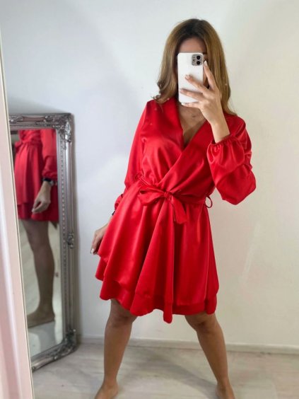 Šaty elegantní saténové dlouhý rukáv dámské (S/M ONE SIZE) ITALSKÁ MÓDA IMWD223636/DR (Velikost S/M/L, Barva Černá)