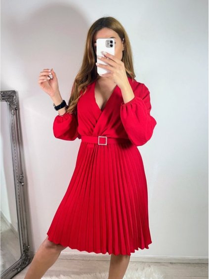Šaty elegantní s páskem dlouhý rukáv dámské (S/M ONE SIZE) ITALSKÁ MÓDA IMWGS223926/DR (Velikost S/M/L, Barva béžová)