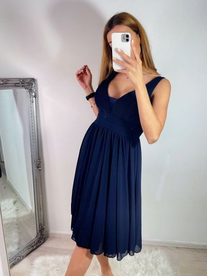 Šaty elegantní společenské na ramínka dámské (S/M ONE SIZE) ITALSKÁ MÓDA IMPSH2280565/DR (Velikost S/M/L, Barva Černá)