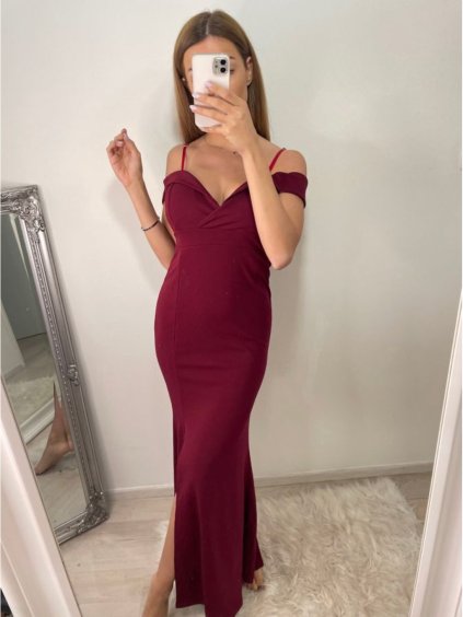 Šaty elegantní plesové dlouhé carmen dámské (S/M ONE SIZE) ITALSKá MóDA IMM2251830/DR (Velikost S/M/L, Barva bílá)
