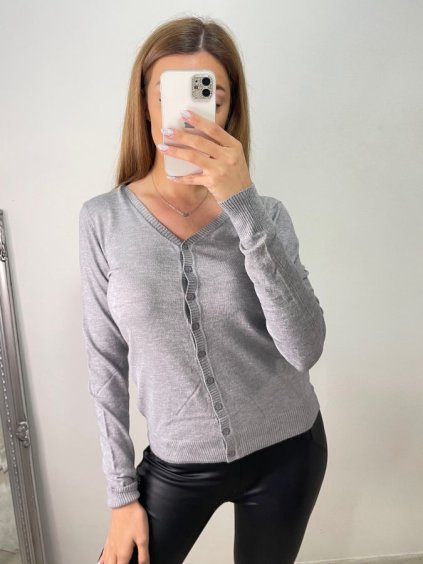 Svetr tenký na knoflíčky dlouhý rukáv dámský (S/M ONE SIZE) ITALSKá MóDA IMM22Fd9072/DR