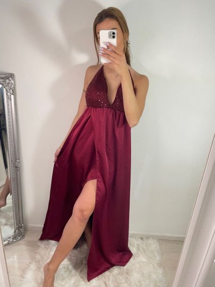 Šaty dlouhé elegantní s flitry na ramínka dámské (S/M ONE SIZE) ITALSKÁ MÓDA IMWD223775/UL (Velikost S/M/L, Barva Černá)
