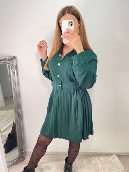 Šaty elegantní košilové dlouhý rukáv dámské (S/M/L ONE SIZE) ITALSKÁ MÓDA IMWKK223994/DR