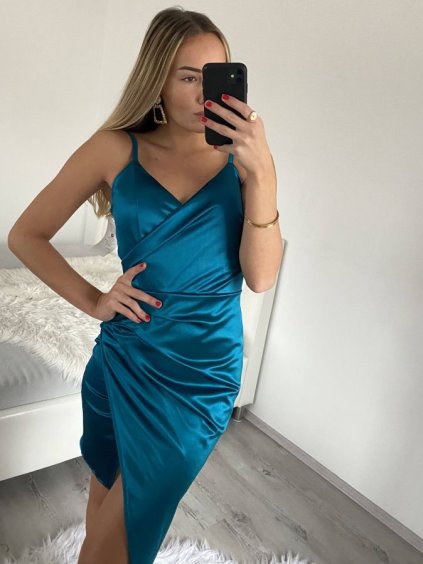 Šaty elegantní společenské na ramínka dámské (S/M ONE SIZE) ITALSKá MóDA IM4221088/DU (Velikost S/M/L, Barva Černá)