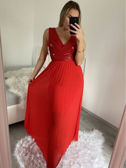 Šaty dlouhé elegantní třpytivé na ramínka dámské (S/M ONE SIZE) ITALSKÁ MÓDA IMWA224069/DU