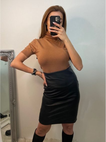 Tričko teplé s rolákem úpletové krátký rukáv dámské (S/M ONE SIZE) ITALSKÁ MÓDA IMM22FD5805/DR (Velikost S/M/L, Barva bílá)