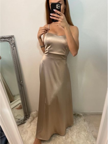 Šaty dlouhé elegantní plesové na ramínka dámské (S/M ONE SIZE) ITALSKÁ MÓDA IMWE226456/DU