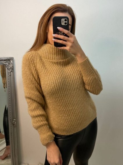 Svetr pletený s rolákem dlouhý rukáv dámské (S/M ONE SIZE) ITALSKÁ MÓDA IMWAA223703/DU