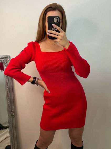 Šaty elegantní úpletové dlouhý rukáv dámské (S/M ONE SIZE) ITALSKÁ MÓDA IMPBB22Y22966/DU (Velikost S/M/L, Barva Černá)