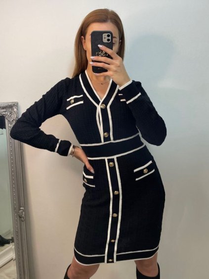 Šaty úpletové dlouhý rukáv dámské (S/M ONE SIZE) ITALSKÁ MÓDA IMF22W122/DU (Velikost S/M/L, Barva bílá)