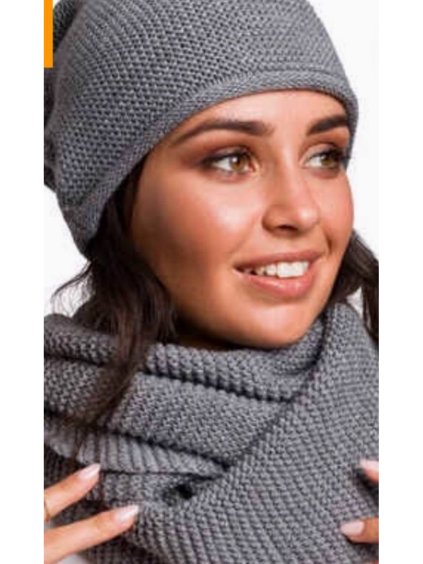 Čepice nákrčník souprava zimní dámská (ONE SIZE) POLSKÁ VÝROBA PV820056/DR (Velikost ONE SIZE, Barva béžová)